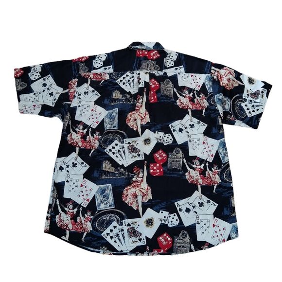 NWOT Brit & Bridle Las Vegas Gambling Poker Cards Short Sleeve Button Down Shirt - Picture 3 of 7